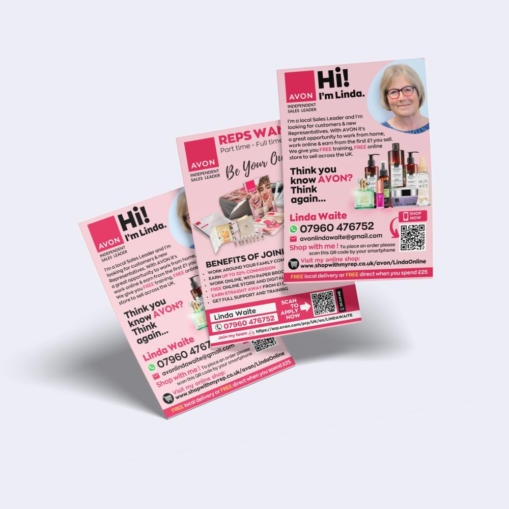 A6 Portrait Canvassing Cards (Flyers) – For Avon Reps & Sales Leaders